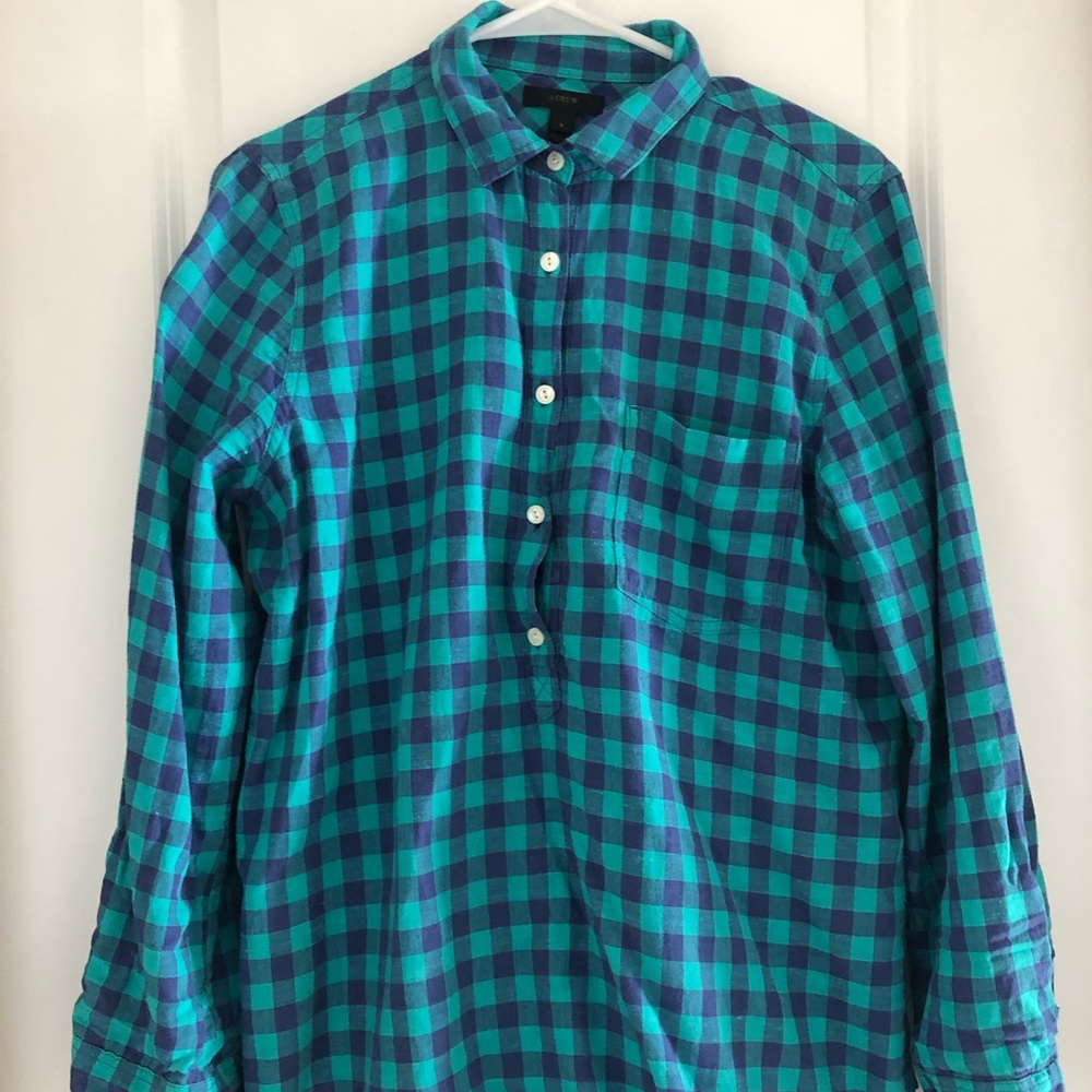 J. Crew gingham popover shirt